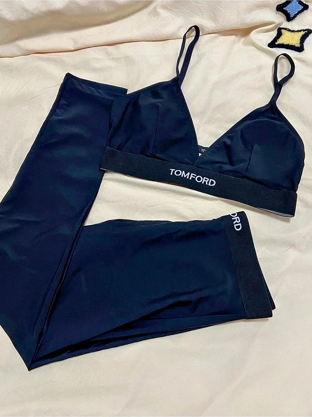 TOM FORD Signature Logo Band Bralette and Leggings Set Black